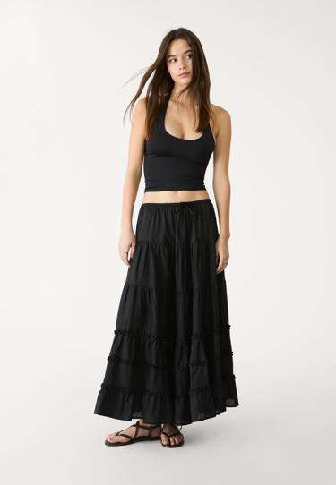Stradivarius Длинная юбка с воланами