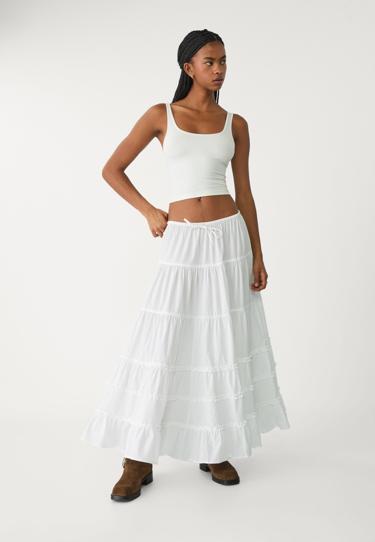 Stradivarius Длинная юбка с воланами купить с доставкой.