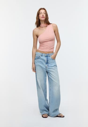 Stradivarius Топ из полупрозрачной ткани асимметричного кроя с шарфом купить с доставкой.
