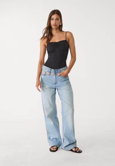 Stradivarius Боди с бретелями и сборками