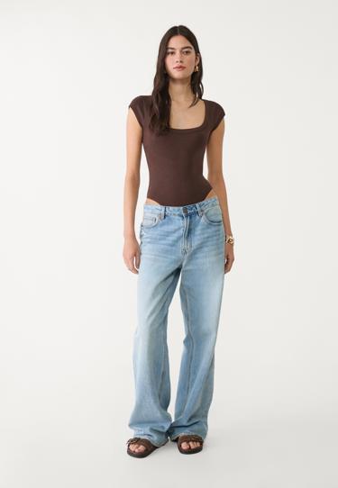 Stradivarius Базовое боди в рубчик с открытой спиной