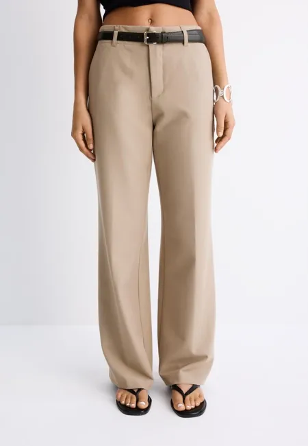 Прямые струящиеся брюки с поясом- Заказать в России