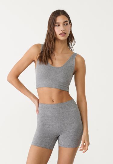 Stradivarius Базовый бесшовный укороченный топ