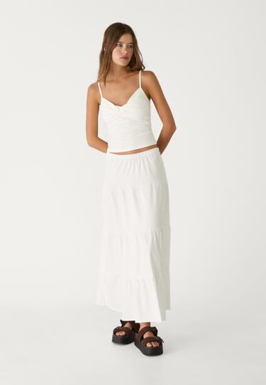 Stradivarius Длинная трикотажная юбка свободного кроя купить с доставкой.