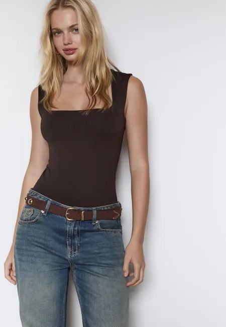 Боди из полиамида с квадратным вырезом- Заказать в России