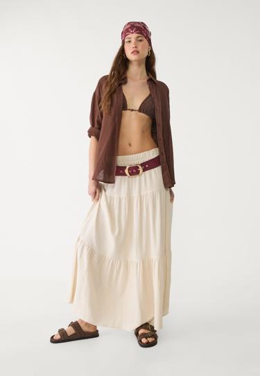 Stradivarius Юбка миди в стиле бохо