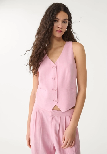 Stradivarius Жилет из смесового льна с пуговицами купить с доставкой.