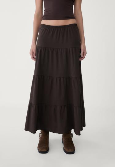 Stradivarius Длинная трикотажная юбка свободного кроя