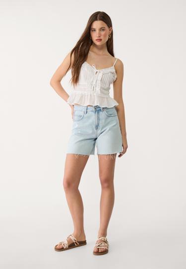 Stradivarius Топ с бретелями и воланом