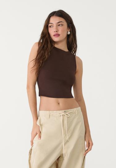 Stradivarius Топ из хлопка без рукавов купить с доставкой.