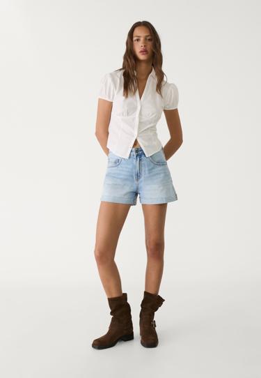 Stradivarius Джинсовые шорты с отворотами купить с доставкой.