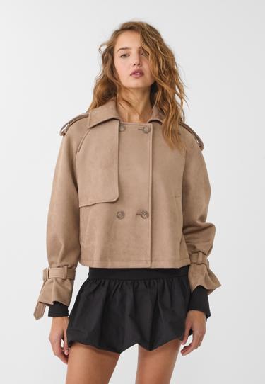 Stradivarius Короткий тренч из искусственной замши купить с доставкой.