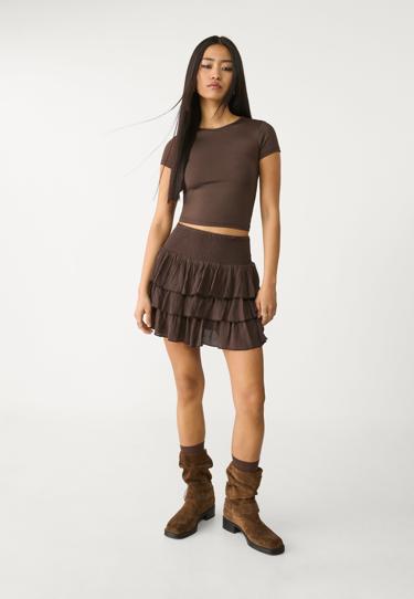 Stradivarius Мини-юбка с оборками