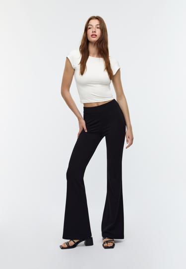 Stradivarius Брюки клеш из гладкого трикотажа