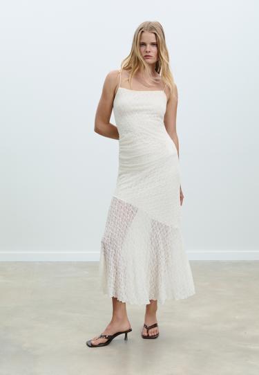 Stradivarius Длинное кружевное платье на бретелях