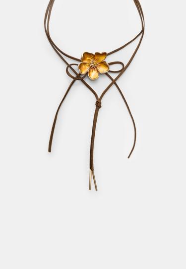 Stradivarius Ожерелье-шнурок с эмалированным цветком