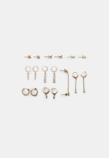 Набор из 9 серег с вишнями и блестящей отделкой