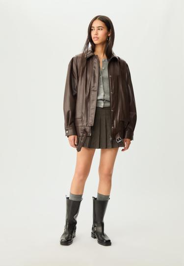 Куртка оверсайз из искусственной кожи- Заказать в России
