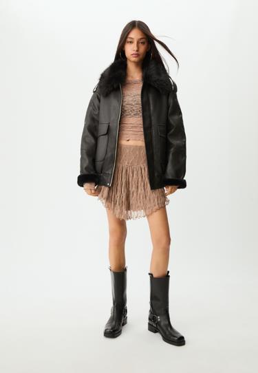 Комбинированная куртка из искусственной кожи