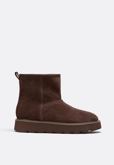 Ботинки из кожи на плоской подошве с меховой подкладкой- Заказать в России