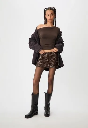 Юбка-шорты мини с пайетками- Заказать в России