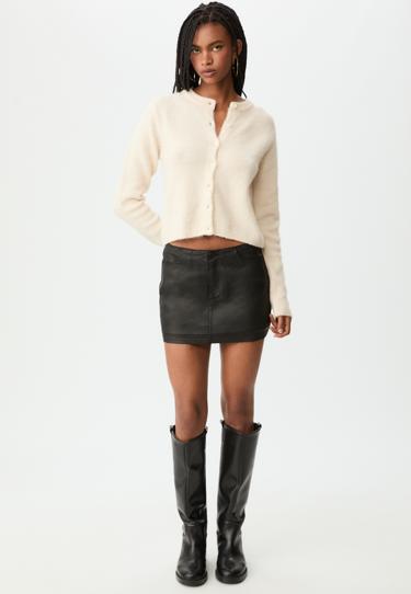 Мини-юбка-шорты с вощеным покрытием- Заказать в России