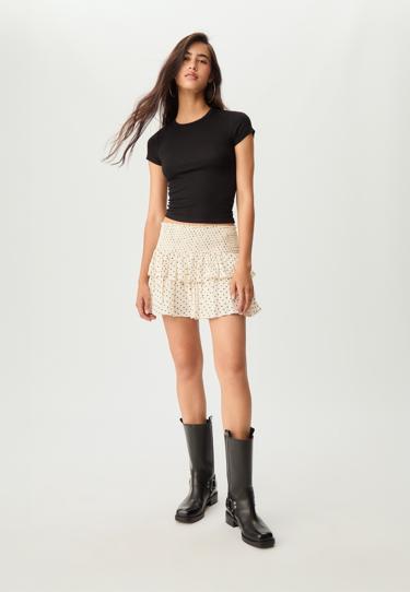 Мини-юбка-брюки с воланами