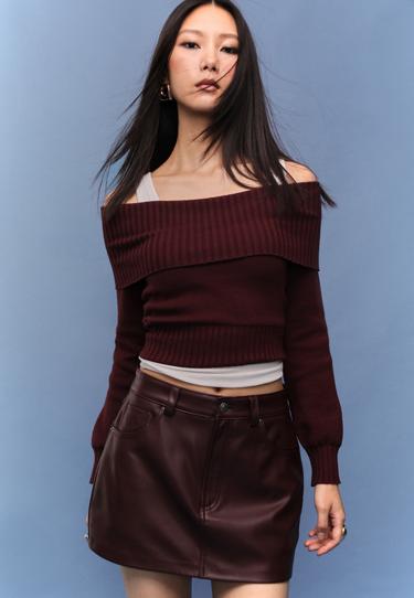 D62 мини-юбка-шорты из искусственной кожи- Заказать в России