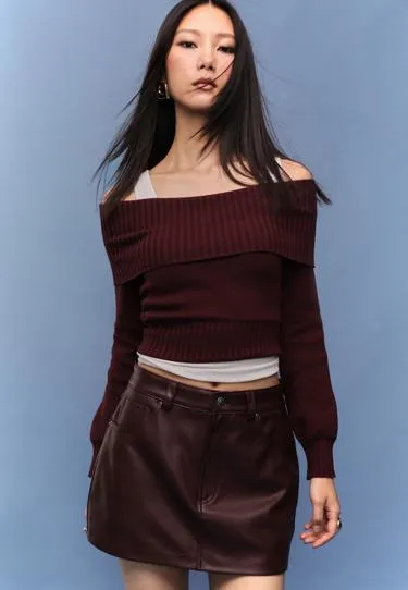 D62 мини-юбка-шорты из искусственной кожи