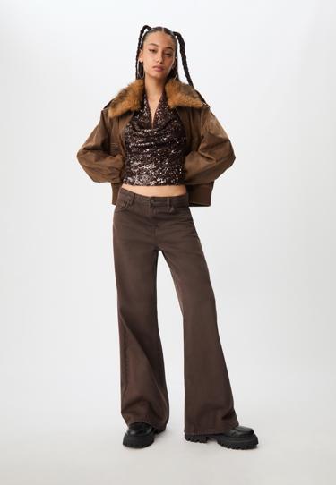 Stradivarius Драпированный топ с блестками