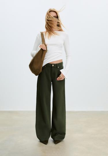 Stradivarius Джинсы D91 с низкой посадкой и широкими штанинами