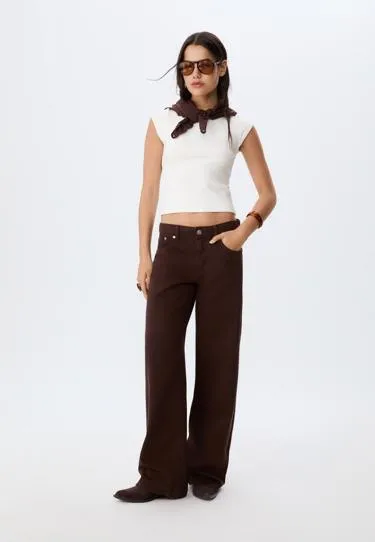 Джинсы D91 с низкой посадкой и широкими штанинами