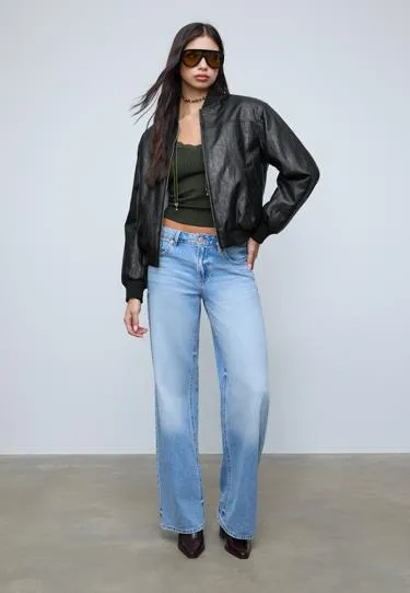 Стеганая куртка-бомбер из искусственной кожи- Заказать в России