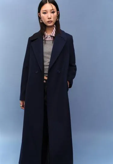 Длинное пальто с поясом- Заказать в России