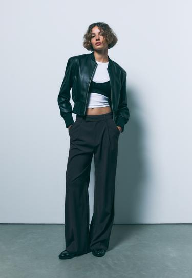 Куртка-бомбер из искусственной кожи с подплечниками