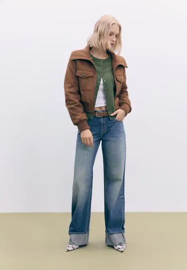 Короткая комбинированная куртка в рубчик- Заказать в России