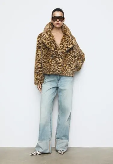 Куртка-косуха из искусственного меха леопарда