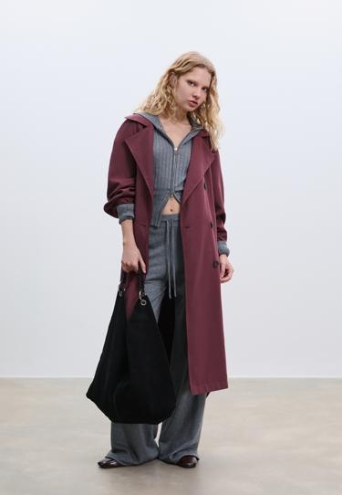 Stradivarius Длинный струящийся тренч оверсайз