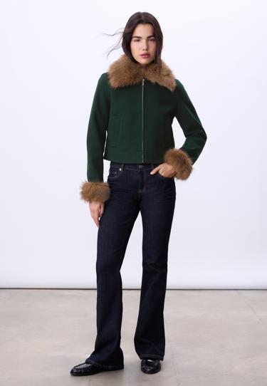 Stradivarius Куртка с отделкой из искусственного меха