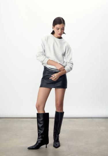 D62 мини-юбка-шорты из искусственной кожи- Заказать в России