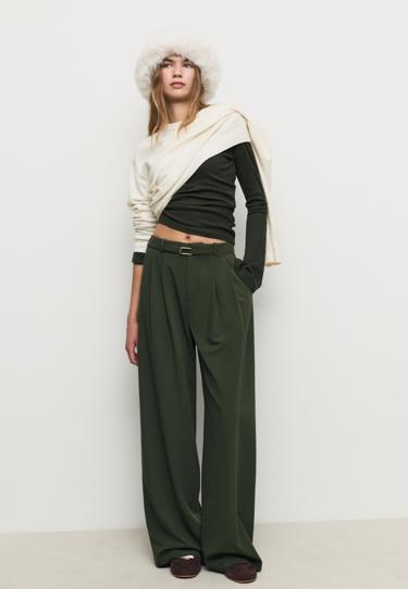 Stradivarius Широкие брюки с пряжкой