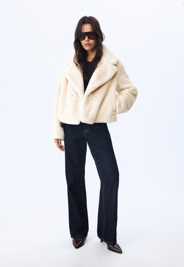 Stradivarius Двубортная куртка из искусственного меха