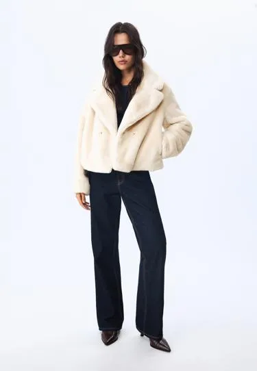 Двубортная куртка из искусственного меха- Заказать в России