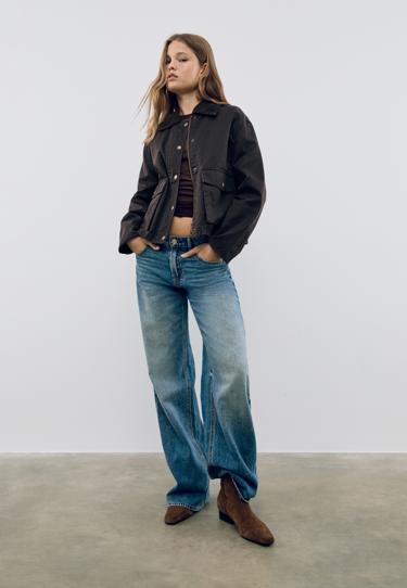 Stradivarius Короткая комбинированная парка с вощеным покрытием