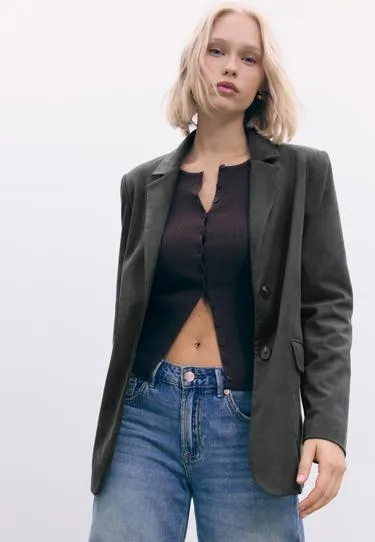 Пиджак из искусственной замши стандартной длины- Заказать в России