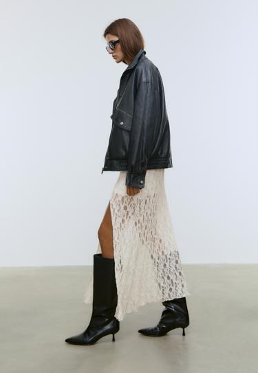 Stradivarius Кружевная юбка-миди со сборками