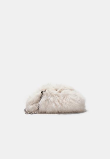 Сумка-мешок из искусственного меха с цепочкой- Заказать в России