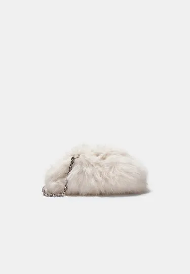 Сумка-мешок из искусственного меха с цепочкой- Заказать в России