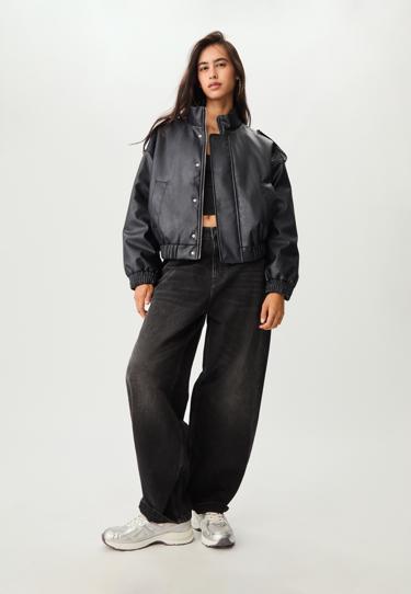 Stradivarius Куртка-бомбер из искусственной кожи