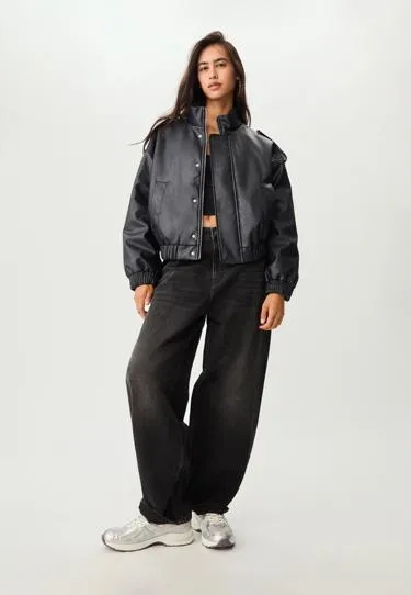Куртка-бомбер из искусственной кожи
